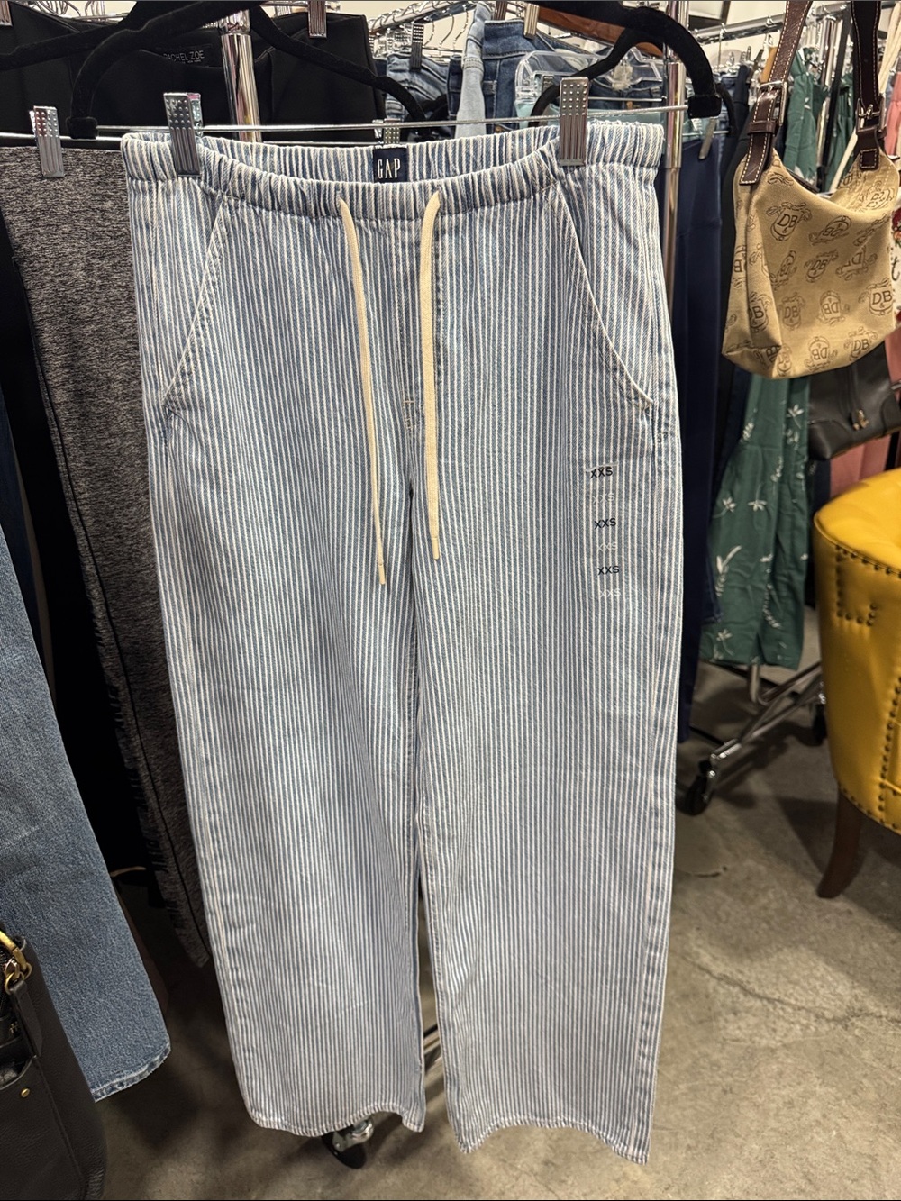 Gap Men's Light Blue Striped Drawstring Pants